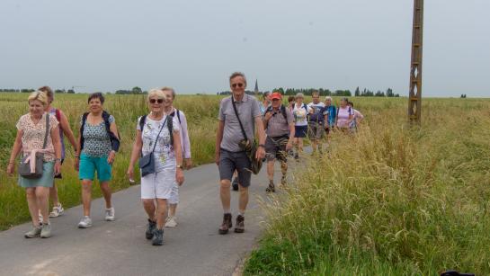 Wandelende senioren in de Moeren