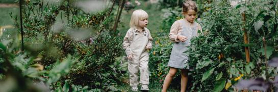Kinderen spelen in de tuin