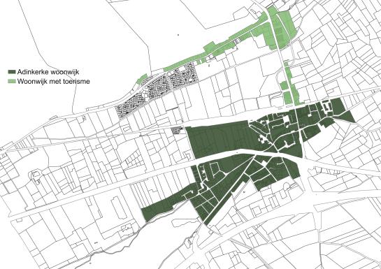 Kaart met aanduiding van de zones in Adinkerke